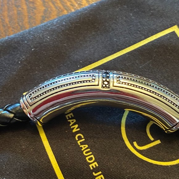 Stylish 925 Sterling Silver Leather Bracelet - Picture 9 of 14